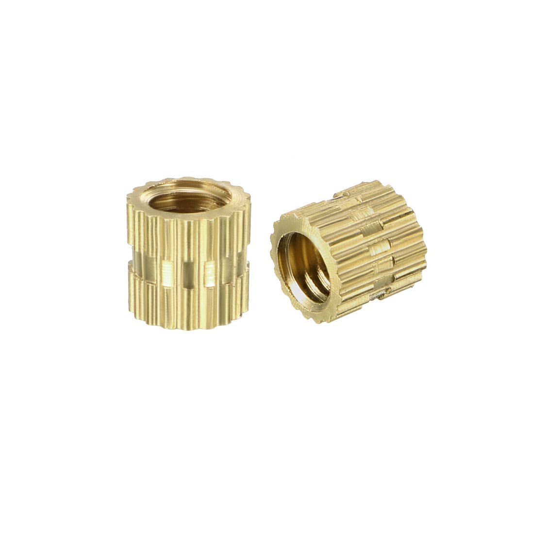 sourcing map Knurled Insert Nuts - 100Pcs M4 x 5mm Length x 5mm OD Female Thread Brass Threaded Insert Embedment Nut for 3D Printer