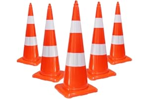 Orange Traffic Cone | 36" Unbreakable Soft PVC Reflective Road Safety Cone | High Visibility Parking Cone with Wide Base | Be