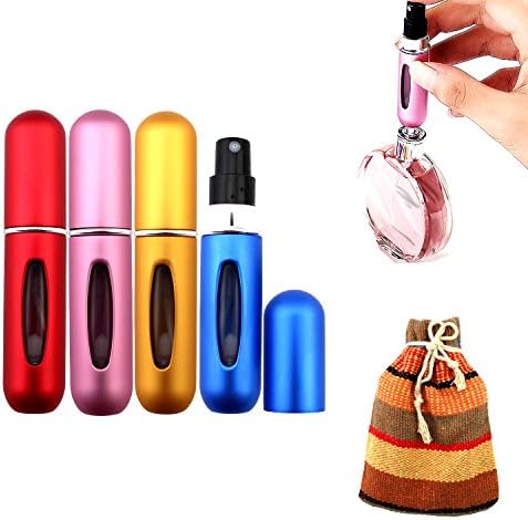 Refillable Perfume Atomizer Travel Perfume Spray Bottle Easy Pump Atomizer Refillable Empty Perfume Sprayer, 5ml, Aircarft Approved (Matt 4 pack #2)