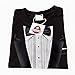 Big Red Egg NEW - Black Tuxedo - Men's Black Cotton T-Shirt Fancy Dress (Large)