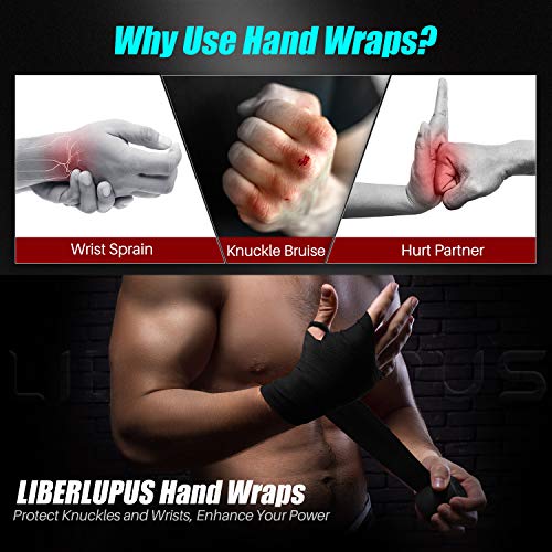 image for Liberlupus 120''/180'' Boxing Hand Wraps for Men & Women, Elastic Hand