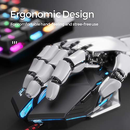 Inphic Souris de jeu filaire, jeu ergonomique Souris d\'ordinateur USB RGB Gamer Desktop Laptop PC Gaming Mouse, 7 boutons programmables pour Windows 7/8/10 / XP Vista Linux