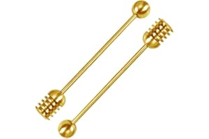 304 Stainless Steel Honey Dipper Spoon with Grooved Head for Precise Drizzling and Stirring, Detachable Gold Finish, Dishwash