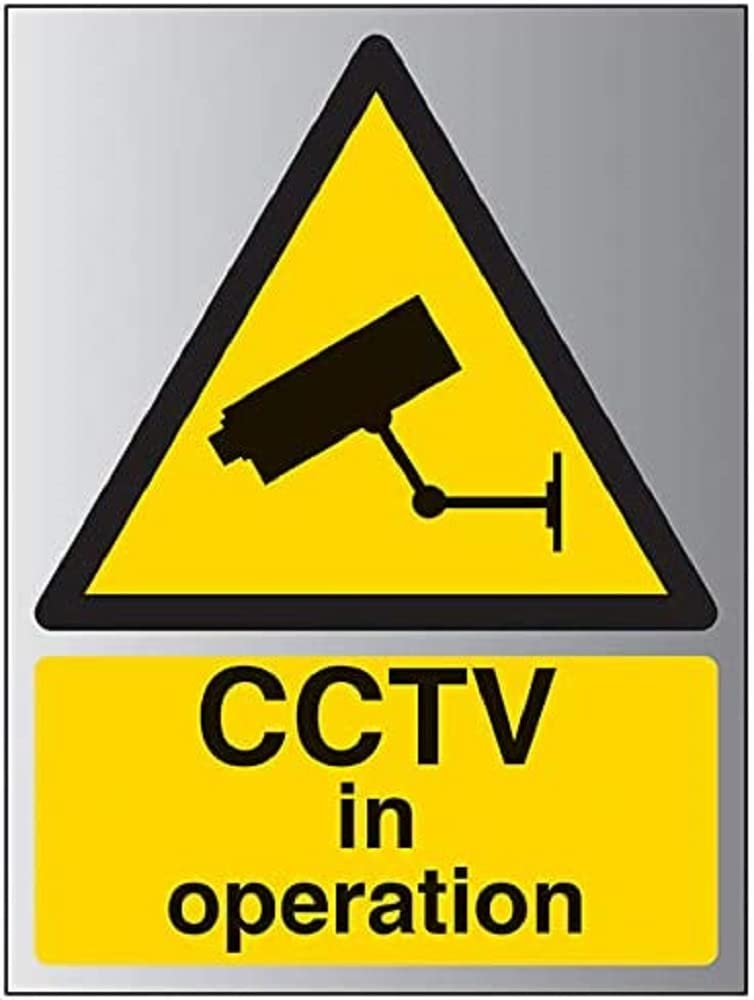 V Safety Warning General-CCTV in operation - 300 mm x 400 mm - Self Adhesive Alu Effect Safety Sign