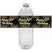 Black and Gold 50th Birthday Party Water Bottle Labels - 20 Stickers