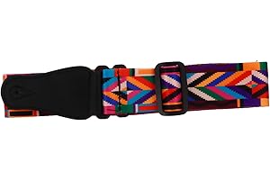 SOLUSTRE Adjustable Ukulele Shoulder Strap with Colorful Double-sided Pattern Polyester and PU Ends Geometric