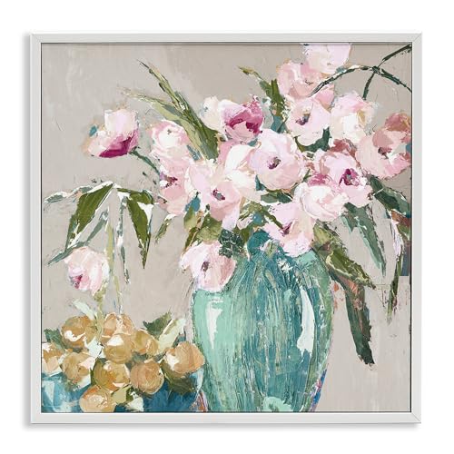 Stupell Industries Fruit And Flowers Arrangement White Framed Giclee Art design…