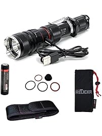 ZeroHour  Relic XR Compact Tactical Flashlight with Integrated USB Battery Backup Powerbank, 1,000 Lumen CREE XP-L LED, Rechargeable 3400mAh battery