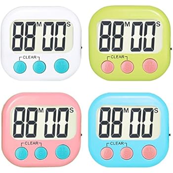 4 Pack Digital Kitchen Timer Strong Magnetic Electronic Countdown and Count up, Loud Alarm Small Size