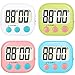 WUTL 11 4 Pack Digital Kitchen Timer Strong Magnetic Electronic Countdown and Count Up, Loud Alarm Small Size