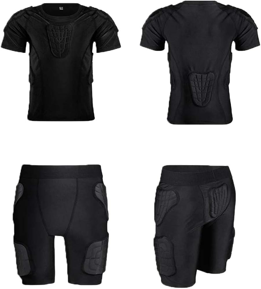 TOPWISE Body Safe Guard Padded Compression Shirts, Long Sleeve Shoulder Rib Chest Protector Suit for Football Basketball Paintball Rugby Parkour Extreme Exercise : Sports & Outdoors