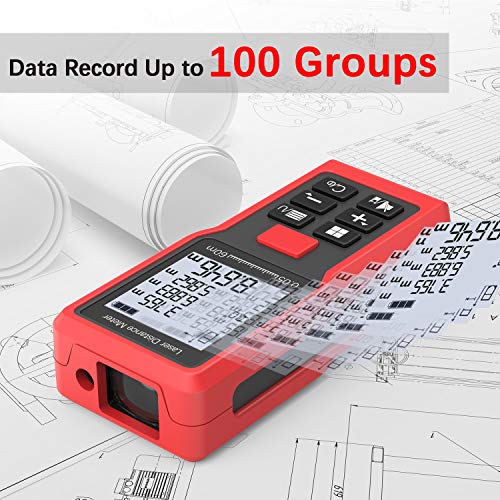 Emarth Laser Measure 196Ft/60m, M/In/Ft Mute Backlit LCD Laser Distance Meter with Electronic Angle Sensor, Electric Meter Tool, Measuring Distance, Area, Volume - Thumbnail 2