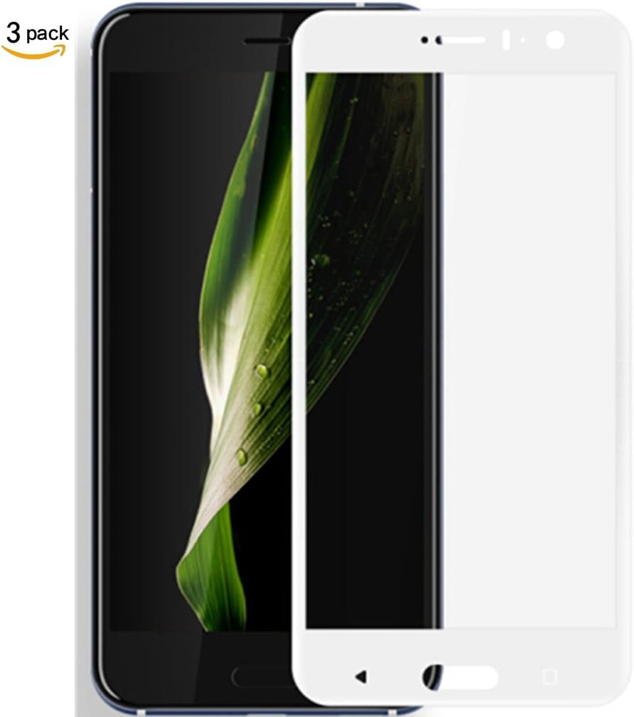 [3 Pack] HTC U11 2.5D Screen Protector,MuTouNiao 9H Cell Phone Tempered Glass Screen Protector Scratch Proof Anti-Fingerprint Film for HTC U11 - White