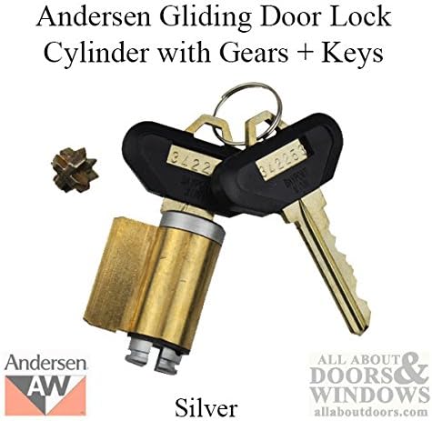 Andersen Frenchwood Gliding Door - Lock Cylinder w/Gears and Keys - Reachout - No Tail - Silver