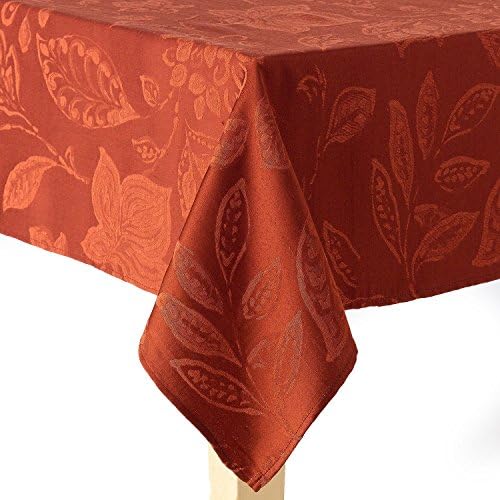 Harvest Season Leaf Pattern Woven Fabric Tablecloth - Chili - 60" x 84" Oblong