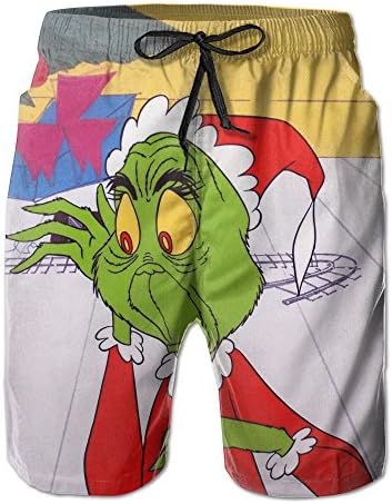 YJANK How The Grinch Stole Christmas Men's Beach Shorts Swimwear Quick Dry Sports Shorts Size L Practical