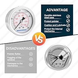 MEASUREMAN 2-1/2inch Dial Size, Glycerin Filled