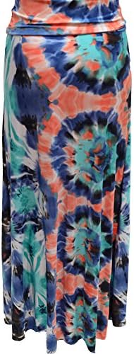 Palazzo Fashion Women's Tie Dyed Print Maxi Skirt L Coral