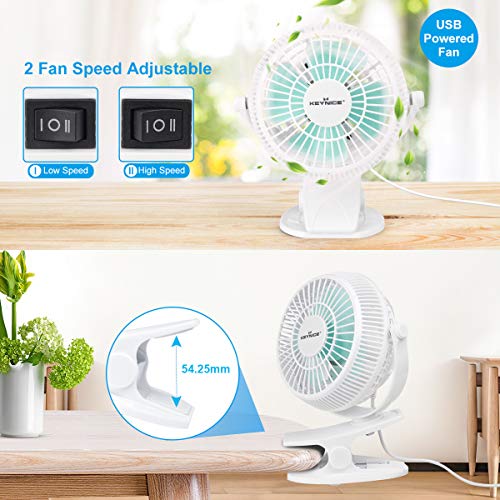 KEYNICE USB Desk Fan, 4 Inch Table Fans, Mini Clip on Fan, Portable