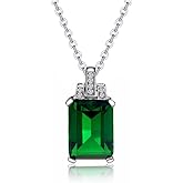 KEETEEN Colorful Life Sterling Silver Necklace with Princess Cut Pendant in Simulated Gemstones