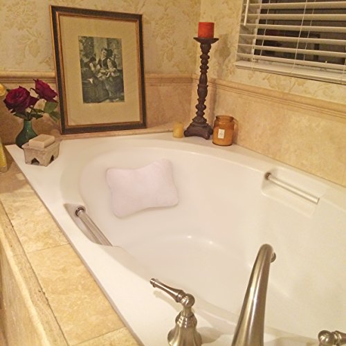 Super Soft Bath Pillow with Suction Cups White Removable and Washable