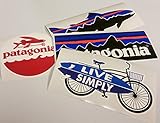 Patagonia Set of 4 Vinyl Sticker Decal Mountain Trout Bike Bicycle Surfing Board