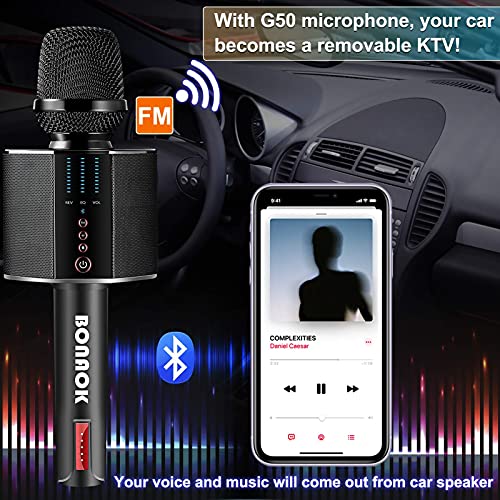 BONAOK Karaoke Microphone, Portable Wireless Bluetooth Karaoke Mic