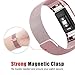 UMTELE for Fitbit Charge 2 Band, Milanese Loop Stainless Steel Metal Bracelet Strap with Unique Magnet Lock, No Buckle Needed for Fitbit Charge 2 HR Fitness Tracker Pink Gold Small