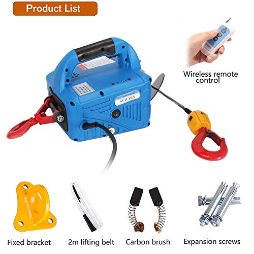 NEWTRY 1100lbs Electric Hoist Winch with Wireless Remote Control 110/120 Volt Portable Power Electric Hoist 16ft/min - Image 7