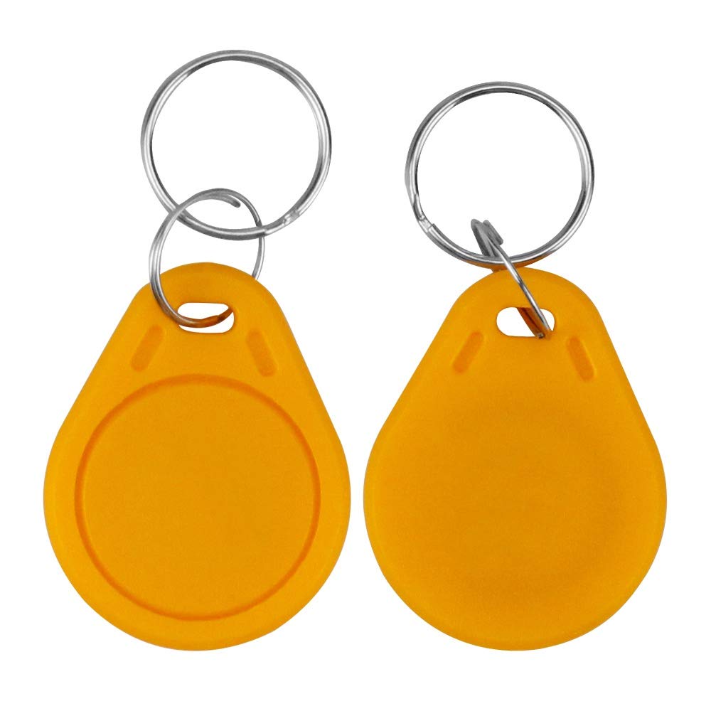 LIBO RFID Keychains NFC Smart Key Tag Card RFID Access Control Keyfobs Proximity 13.56 MHz MF Classic 1k IC S50 Token Read Only (Pack of 100, Yellow)
