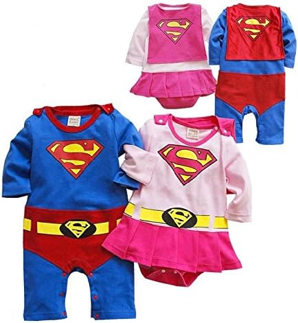 Baby Boy Girl Romper Newborn Jumpsuit Superman/Supergirl Romper