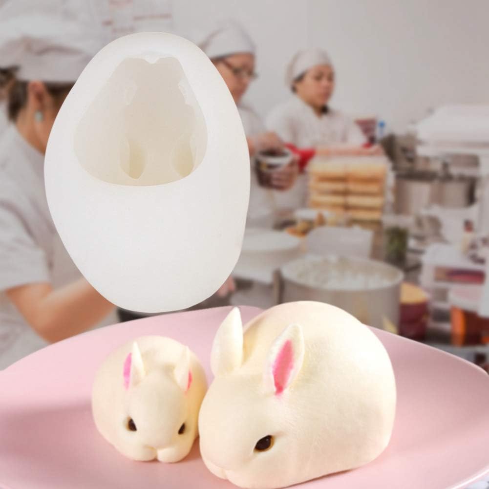 Pbzydu 3D Rabbit Silicone Molds, Bunny Resin Clay Mold for Chocolate Candy Soap(S)