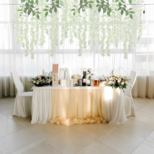 BIRDDIE 48 Pieces Artificial Flower Deco Wisteria Artificial Flowers Falling for Wedding Party Garden Decoration