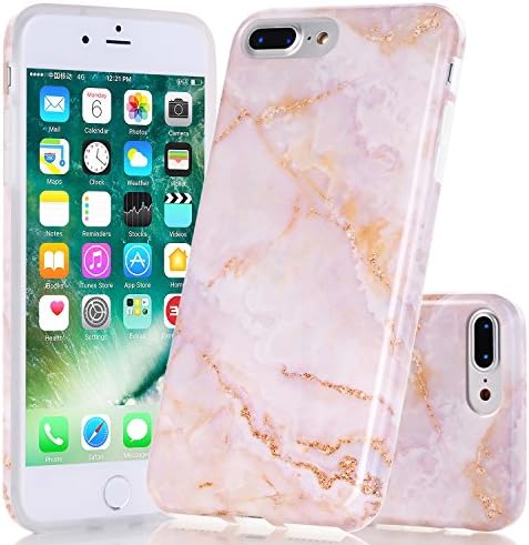 iPhone 7 Plus Case, Wastou [Marble Pattern Series] Slim Fit Anti-Shock Frosted TPU Protective Cover Case for Apple iPhone 7 Plus (2016)/iPhone 8 Plus (Jade Cold)