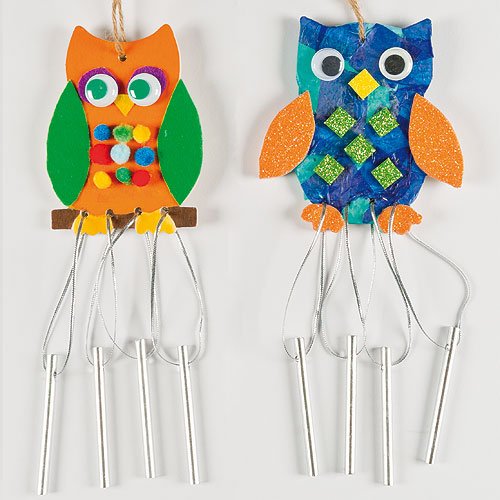 Baker Ross Owl Wooden Windchimes for Children to Paint and Decorate (Pack of 4)