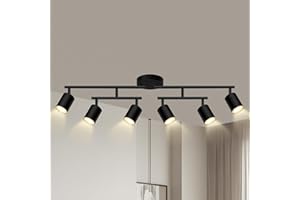 AUQUEE 6 Light Track Lighting Fixtures Ceiling, Matte Black Kichen Track Lighting Fixtures with Rotatable Light Heads, Upgrad
