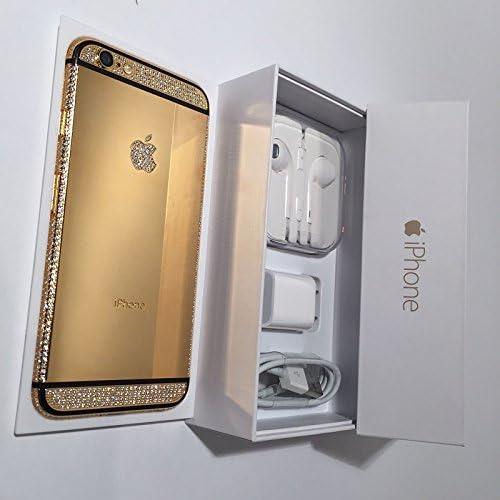 Apple iPhone 6 - 64GB 24K Gold and Black Plated Diamond Crystals Customized Phone/Factory Unlocked/International
