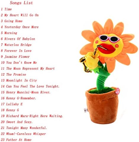 Ensunpal 1 Pc Funny Soft Plush Toy, Creative Singing and Dancing Saxophone Sunflower Plush Toy,3