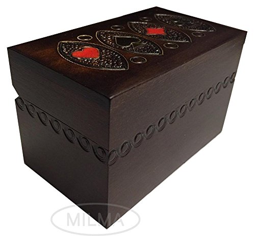 Playing Card Box Polish Handmade Linden Wood Keepsake Box