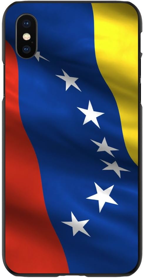 DistinctInk Case for iPhone X/XS (NOT Max) - Custom Ultra Slim Thin Hard Black Plastic Cover - Venezuela Waving Flag Red Blue Yellow - Show Your Love of Venezuela