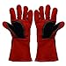 BHIVES Heavy Duty Heat and Fire Resistant Gloves Perfect for Gardening/Oven/Grill/Mig/Fireplace/Stove/Pot Holder/ Tig Welder/Animal Handling/BBQ,14 Inch Long(Red)