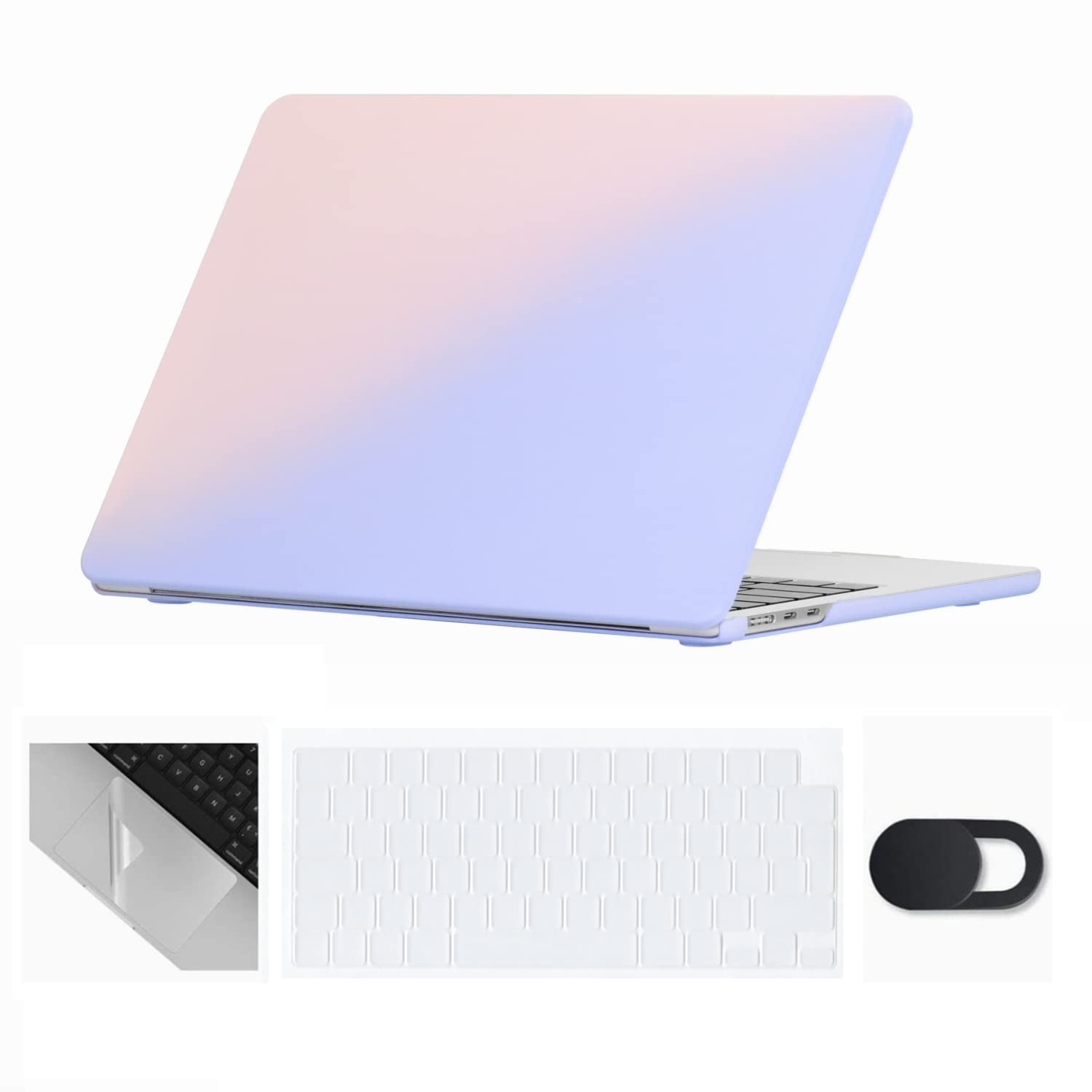 Se7enline Compatible with MacBook Air Case 15 inch M4 M3 M2 2024 for A2941/A3114/A3241 Laptop Hard Shell Case with Keyboard Cover & Webcam Cover & Trackpad Protector,Serenity Blue&Rose Quartz — image 1