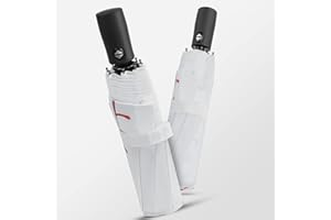 Lejorain White Baseball Umbrella Compact - Portable Windproof Travel Folding Sports Umbrella Auto Open Baseball Themed Gifts