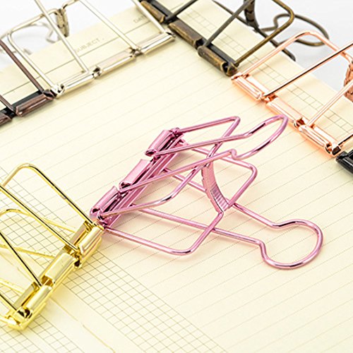 Eforlike Color Hollow Out Paper Binder Clip Invoice Bill Clip Office Supplies Pack of 10 (S, Bronze) - Thumbnail 7