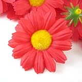(12) Silk Red Gerbera Daisy Flower Heads , Gerber Daisies - 1.75
