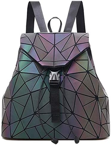 MARBER Women Backpack Luminous Geometric Nightglowing Fashion Colorful Rhombic Daypack Rucksack Bags for Women Girls Campus Outdoor Travel
