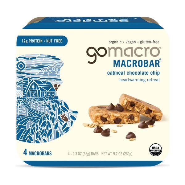 GOMACRO ORGANIC OATMEAL CHOCOLATE CHIP BARS, 2.3 OZ