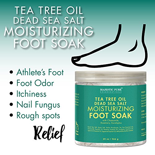 Majestic Pure Tea Tree Essential Oil Foot Soak with Epsom Salt, 20 oz