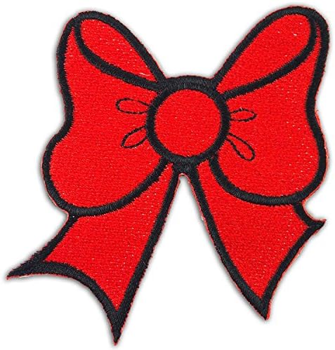 Red Ribbon Bow Embroidered Iron on Patch