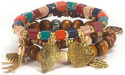 Bogo Arty Handmade Multilayer Stack Bracelet Vintage Charm Crystal Tassel Style Wrap Bracelet for Women